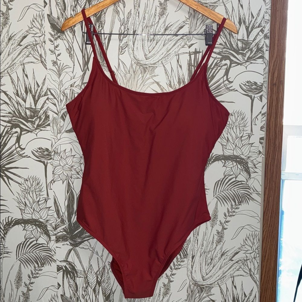 Amazon 2XL NWOT Red Orange One Piece Spandex Swimsuit